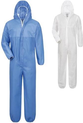 Safetytex SMS Schutzanzug - Einweg Overall - PSA Kat. 3 Typ 5/6 - Partikeldicht & Spritzwassergeschützt - Ideal für Asbest, Sanierung & Industrie - Blau Gr. L (1 Stück)