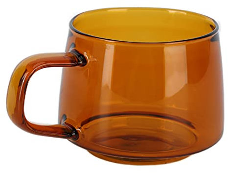 Tazas de café de vidrio, tazas de café de vidrio transparente de 250ml con asa, vasos de chupito de café expreso para capuchino, té, bebida, café con leche (Ámbar)
