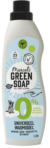 Marcel's Green Soap 0% tvättmedel – för känslig hud – tvättmedel – mikroplast och palmolja – vegansk – 95% biologiskt nedbrytbar – 1 liter