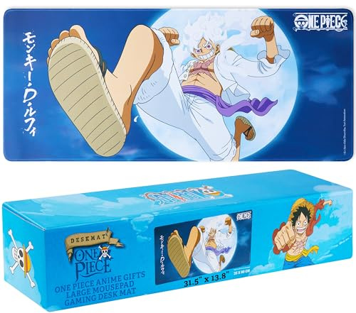 One Piece Mauspad XXL 80x35 cm, Schreibtischunterlage Groß, PC Mousepad Gaming rutschfest Schreibtisch Unterlage, Coole Anime Geschenke für Gamer (Blau One Piece)