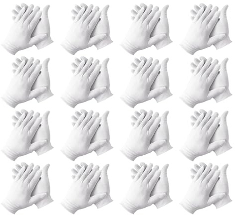 RNSKFG 16 Pairs Of White Gloves, Labor-Insured Cotton Gloves, Sweat-Absorbing And Breathable Gloves, Nursing Cotton Gloves, Thin Cotton Gloves.