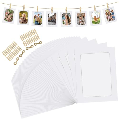 40 Pz Cornici Portafoto in Cartone, Cornice di Carta per Foto DIY 6 pollici, Cornice Portafoto in Cartoncino, per Decorazione Parete Camera da Letto Soggiorno Matrimoni e Compleanni (Bianco)