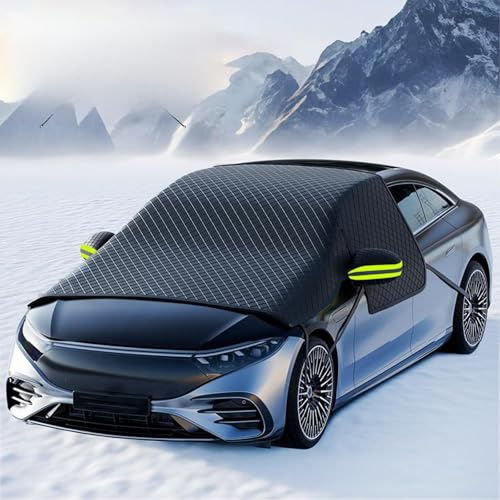 MINVOO Copertura per parabrezza, protezione da neve per parabrezza, protezione solare per auto e Suvs (grande nero)
