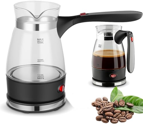 RANJIMA Caffettiera elettrica turca, caffettiera turca con maniglia, 500 ml, caffettiera elettrica per caffè espresso turco, caffettiera turca