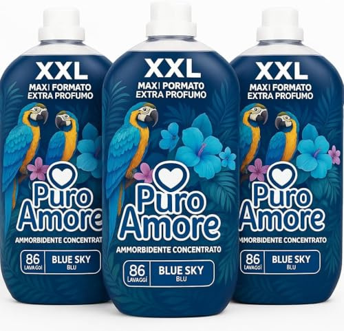 PURO AMORE Ammorbidente Concentrato Blue Sky – Extra Profumo | Formato XXL 86 Lavaggi | Confezione da 3 Pezzi (3)