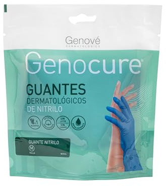 GENOCURE | Guantes Dermatológicos Nitrilo | Guantes Dermatológicos de Nitrilo Flocado con una Ligera Capa de Algodón | Talla M