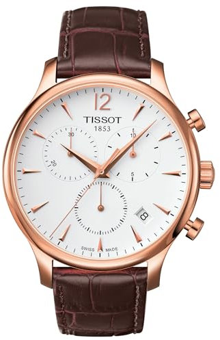 Tissot T063.617.36.037.00 Montre pour Homme, Marron/Blanc, Bracelet