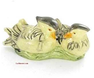 lachineuse – Figura de Patos Mandarins – Estatuilla Feng Shui – Símbolo de Amor y fidelidad para Pareja, Romance, Idea de Regalo de San Valentín, decoración – 11,5 x 5 x 5 cm – Color Marfil y Verde