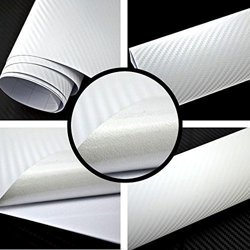 TipTopCarbon 8,55€/m² Autofolie 3D Carbon Weiß 152cm breit BLASENFREI mit Luftkanäle 3D Flex Selbstklebende Folie Auto folierung