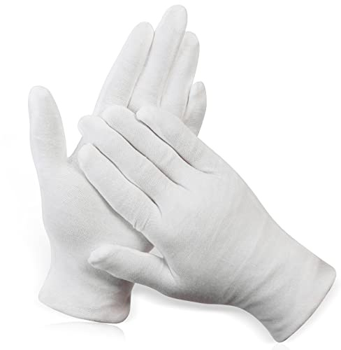 Paxcoo Baumwollhandschuhe XL weiß 12 Paar feuchtigkeitsspendend für trockene Hände Kosmetik Ekzeme Hand Spa Münzschmuck Inspektion