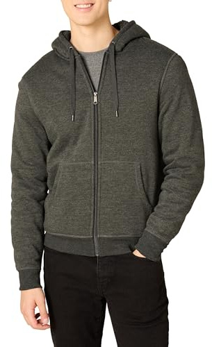 Amazon Essentials Sudadera con capucha de forro polar y cremallera completa, con forro sherpa Hombre, Carbón Mezcla, L