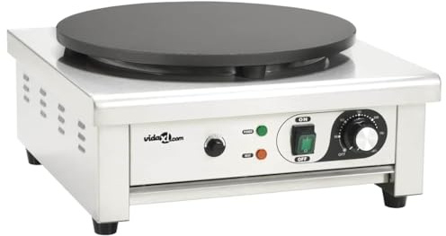 vidaXL Piastra per Crepes Elettrica con Vassoio Estraibile 40cm 3000W Macchina