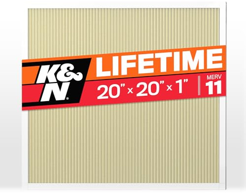 K&N 20x20x1 HVAC Furnace Air Filter, Lasts a Lifetime, Washable, Merv 11, the Last HVAC Filter You Will Ever Buy, Breathe Safely at Home or in the Office (Actual Size 19.6 x 19.6 x 0.8 in), HVC-12020