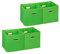 4 x Aufbewahrungsbox, Regalkorb ohne Deckel, Faltkiste mit Griff, Regalbox faltbar, Stoffbox quadratisch, 30 cm, grün