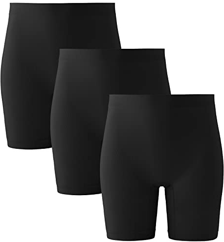 INNERSY Pantaloncini Antisfregamento Donna Nero Leggings Corti Sottogonna Senza Cuciture Pacco da 3 (L, 3 Nero)
