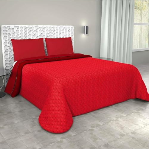 Corredocasa Trapuntino Copriletto Trapuntato Primaverile, Made in Italy - Copri Letto Bicolore Doubleface per Letto Matrimoniale 2 Piazze (Rosso/Bordeaux)