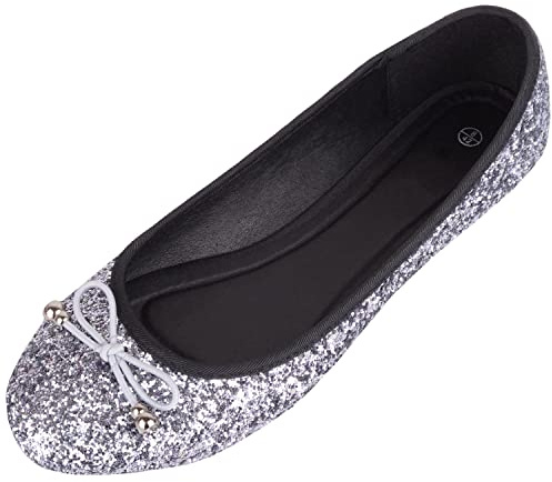 Scarpe da donna senza lacci, stile ballerina, stile casual, peltro, 40 EU