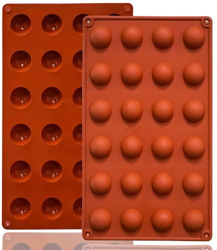 2 Stück Halbrunde Schokoladenformen mit 24 Vertiefungen, Pralinenform Silikon，Bonbonform，Antihaft-schokoladenformen，Mini-Schokoladenformen für Schokolade, Kuchen, Gelee, Kuppelmousse