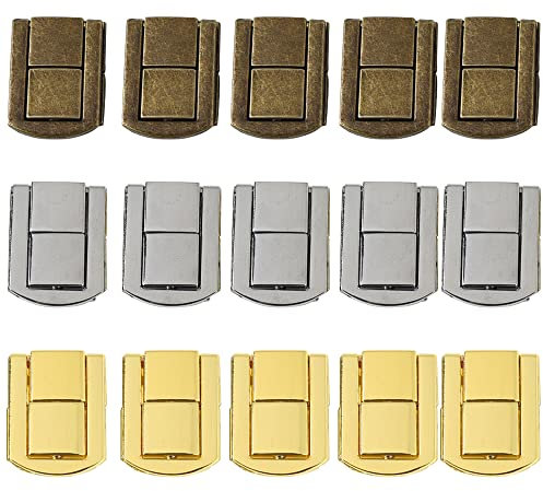15 Ppezzi Hasps Serratura, Chiusure a Levetta, Chiusura Scatola Legno, Per Realizzazione di Scatole Regalo, Scatole per Gioielli, 3 Colori
