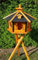 Vogelhaus aus Holz wetterfest (XL mit Ständer, Schwarz)