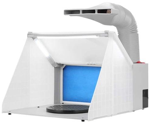 Cabina De Pintura, Modelo Portátil, Banco De Trabajo para Colorear con Pintura En Aerosol con 3 Tubos De Luz LED, Mesa Giratoria Y Manguera De Extensión De Escape, Ventilador De Escape