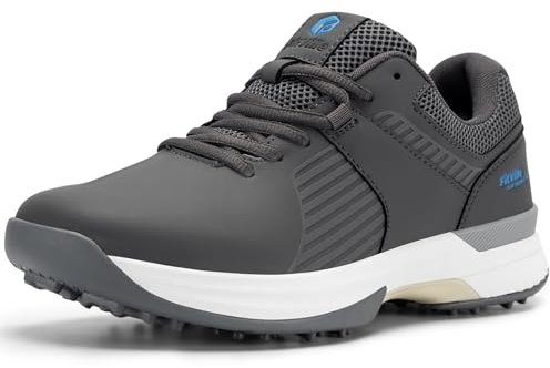 FitVille Herren SpeedEx Golfschuhe V4 Sneaker Extra Weit Walking Schuhe Leichte Bequeme Man Schuhe mit Schnürung atmungsaktive Trainingsschuh für Golf Sport Holzkohle Grau 44 EU Weit