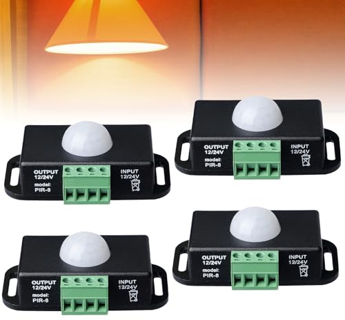 4 st. rörelsesensorströmbrytare, DC 12 V 6 A rörelsesensor samerper infraröd rörelse PIR-sensor rörelsedetektor automatisk trådlösa glödlampor dimmer för LED-remsa glödlampor säkerhet