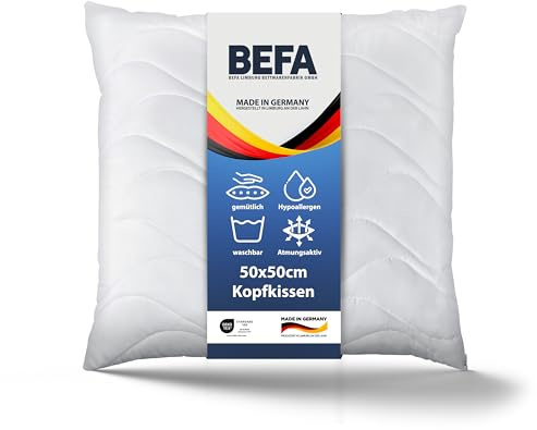 BEFA CARE Kudde 50 x 50 cm | mikrofiber med aloe vera | 315 g fyllvikt | OEKO-TEX klass 1 | Tillverkad i Tyskland