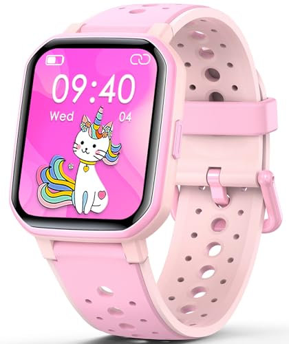JOYELE Reloj Inteligente Niños, Pulsera Actividad Niños Niñas, Kids Smartwatch con Podómetro, Frecuencia Cardíaca, Monitor de Sueño, Despertador - Reloj Niños Regalo para Niños (Rosa)