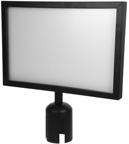 NUOBESTY Crowd Control Stanchion Sign Holder with Stainless Steel Frame and Black Retractable Belt for Queue Line Pole Use, Sturdy and Not Easy to Deform, for Airport and Event Guidance