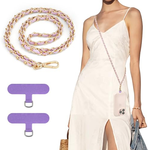 TiMOVO Phone Lanyard Metal Chain Crossbody, Light Purple