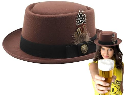 Black Melon Oktoberfest Hat Costume | Oktoberfest Hats for Men - Oktoberfest Outfits for Women, Oktoberfest Costume Accessories with Feathers, Emblems, for Oktoberfest, Folk Festivals for Adults