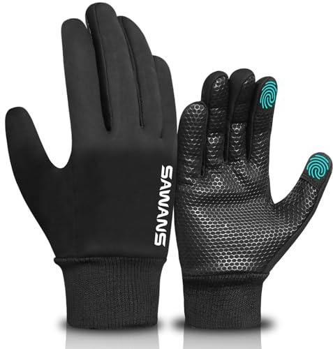 SAWANS Kids Winter Cycling Gloves Running Boys Touch Screen Anti Slip Thermal Children Girls Warm Outdoor Bike Sport Football, Rugby, Mountain Biking, Walking Ski Ages 4-12 (Black, M (8-10 Years))