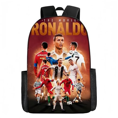 Umbrean Football Star Sac à dos pour enfant, multicolore, avec motifs de joueurs de football, sac à dos de voyage, multifonction, convient aux fans de football et aux garçons, 44 x 29 x 13 cm