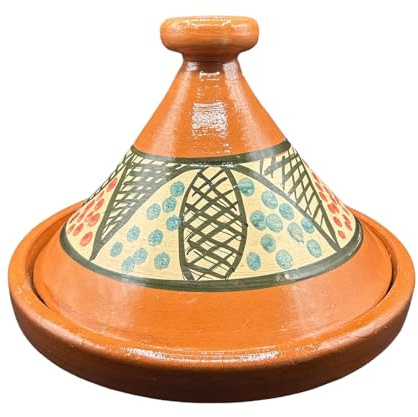 Tajine XL 35 cm Terracotta Hand Painted - Traditional Moroccan/Tunisian Pot + Free Ebook 3107251057