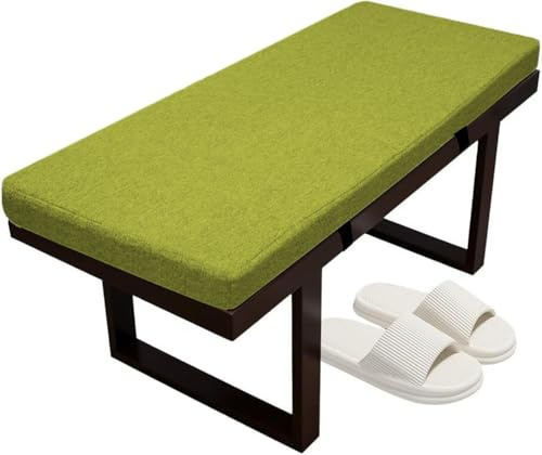 Cojín de banco verde hierba con correas para uso en interiores y exteriores, almohadilla de asiento antideslizante para bahía, jardín, patio, columpios y sillas largas con cremallera, 140 x 40 x 3 cm