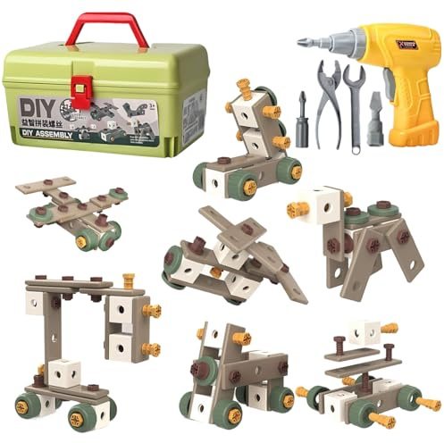 Taladro De Juguete | Juguete De Taladro De Herramientas De Construcción | Juego de Caja de Herramientas Realista | para Niños Niñas Pequeños Navidad Cumpleaños Fiesta Taller