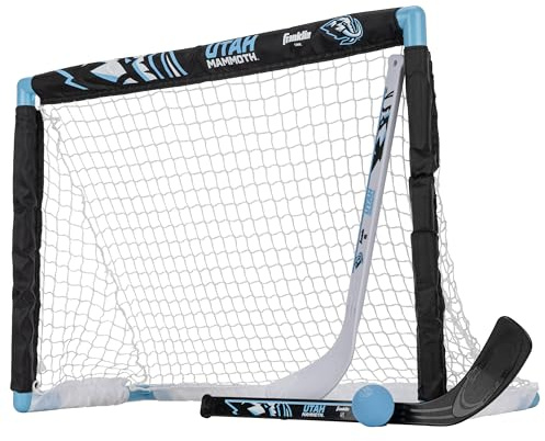 Franklin Sports NHL Utah Mammoth NHL Team Mini Hockey Set - Kids Indoor Knee Hockey Goal, Ball+2 Mini Stick Combo Ages 3+