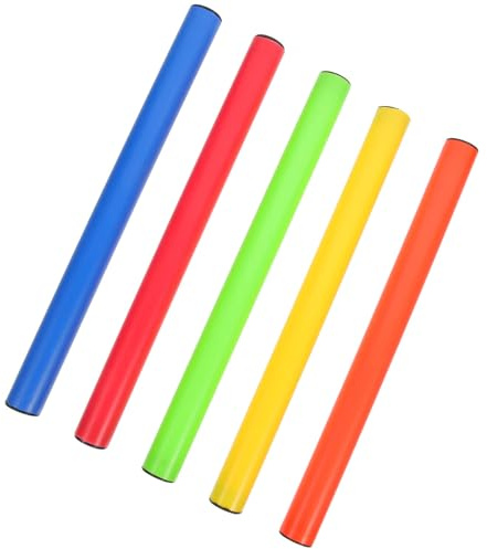 Veemoon Lot de 5 Bâtons de Relais de Course pour Compétition Scolaire, Couleurs Lumineuses, Légers et Antidérapants, Adaptés pour Athlétisme et Courses en Extérieur