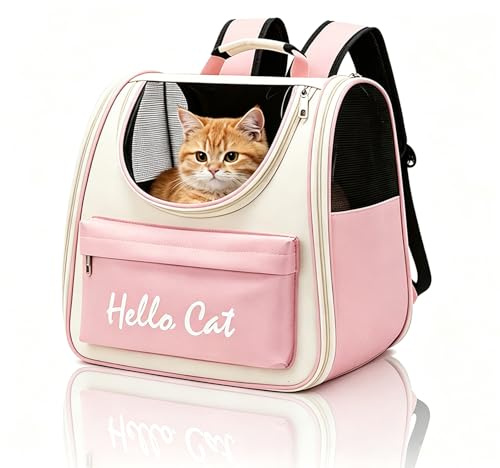 Sac à Dos de Transport pour Chien Chat,Respirant Sac De Transport pour Chien, Sac Transport Chat, Sac Transport Chien, Spacieux Sac Voyage Chiens Chat Laisse et Tapis Intégrés (Rose)