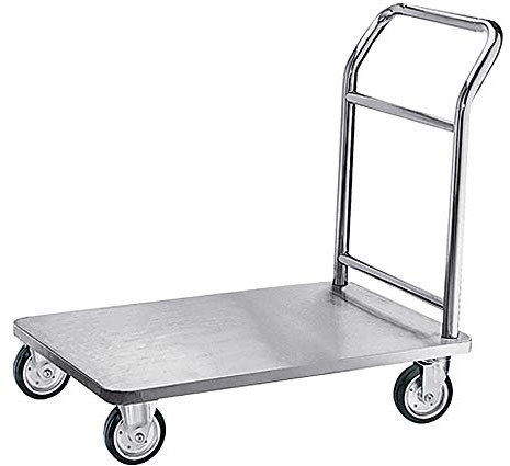 WAS 4428 002 Edelstahl Plattformwagen mit 4 Rollen, 90cm Länge, 60cm Breite, 93cm Höhe