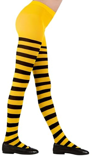 W WIDMANN MILANO Party Fashion - Collants rayés pour enfants, accessoires de déguisement pour costumes de sorcières, coccinelles, abeilles, elfes, pour tous les jours et bien plus encore