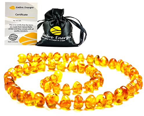 unisex Collier Ambre 33cm. - 100% Plus Haute Qualité Certifié l'Ambre la Baltique Authentique Collier Perles de plus gros!! / Garantie de Remboursement! (Honey)