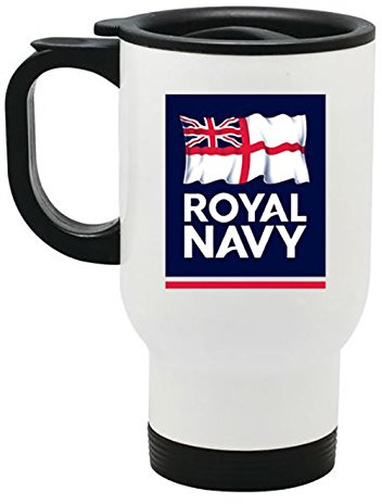 Royal Navy White Aluminum Travel Mug OFFICIALLY LICENSED PRODUCT . generations gone by