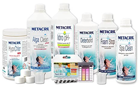 Metacril Kit Hypo Chlor Spa - Pro, a Base di Ipoclorito, Kit Ideale per il Trattamento dell'Acqua di Piscina o Spa Idromassaggio di Tutte le Marche, Modelli e Dimensioni