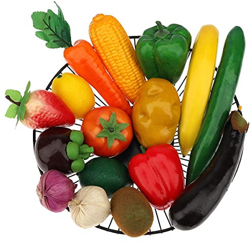 Meiwlong 16 Pcs Plastik Gemüse Und Künstliches Obst Künstliche Früchte Erdbeere Deko Künstliches Gemüse Plastik Obst Deko Gemüse Für Küche,Party,Heimdekor