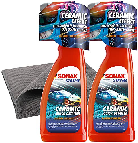 detailzone SONAX Ceramic Set: 2X SONAX Ceramic Quick Detailer 750ml + Microfasertuch 40x40 cm grau
