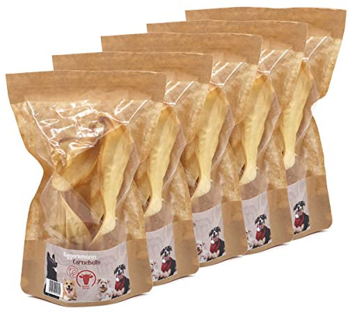 Eggersmann Carnebello - Natursnack Rinderohren (5 x 2 Stück) - Hunde Snacks ohne Zusatzstoffe und besonders kauintensiv - Snack für Zahnpflege Hund im wiederverschließbaren Beutel