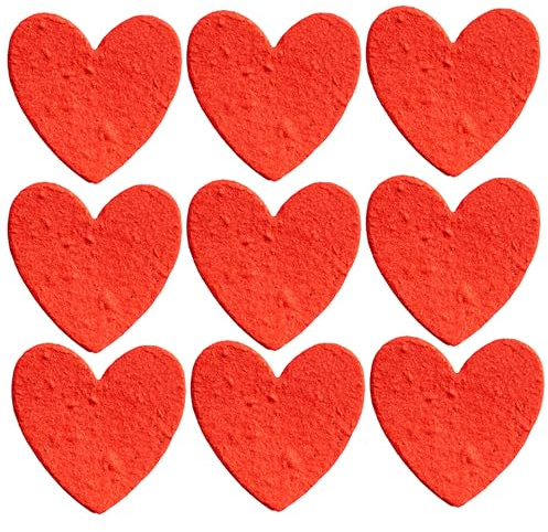 Revive a Bee Plantable Seed Paper Hearts (Pack of 50), Red Wildflower Seeded Paper Rewilding Aid for Weddings, Parties, Funerals