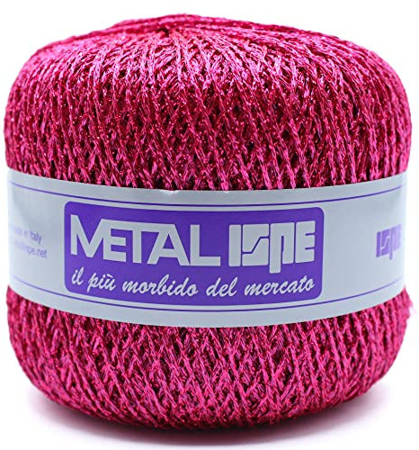 Filo catenella gomitolo 25 gr uncinetto filato lamè lurex natale hand made abbigliamento fai da te decorazioni (109 Fucsia)